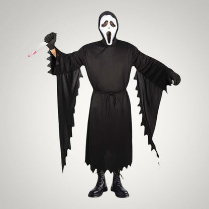 Kevin | Ghost Halloween Costume with Hooded Robe, Gloves and Mask