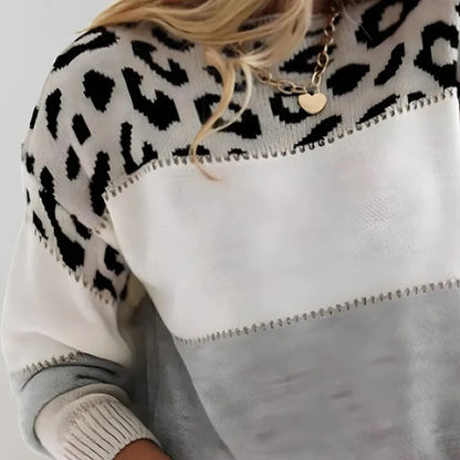 Karen | Women's Colorblock Leopard Print Sweater
