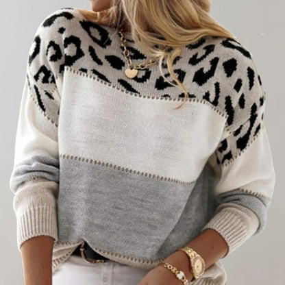 Karen | Women's Colorblock Leopard Print Sweater