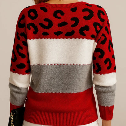 Karen | Women's Colorblock Leopard Print Sweater