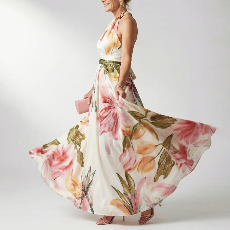 Katie | Women's Printed Halter Neck Evening Dress