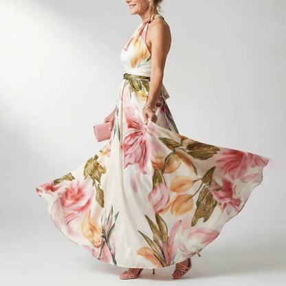 Katie | Women's Printed Halter Neck Evening Dress