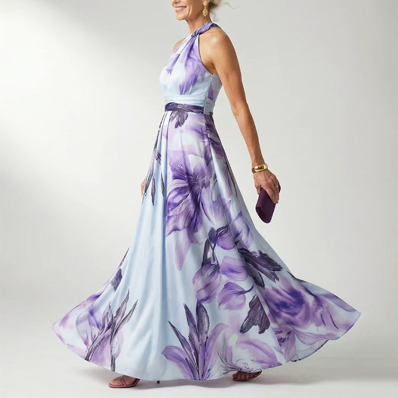 Katie | Women's Printed Halter Neck Evening Dress
