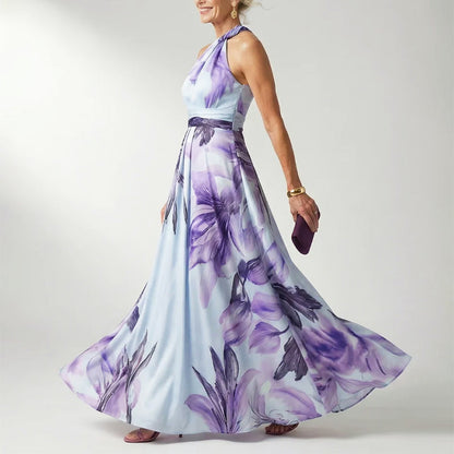 Katie | Women's Printed Halter Neck Evening Dress