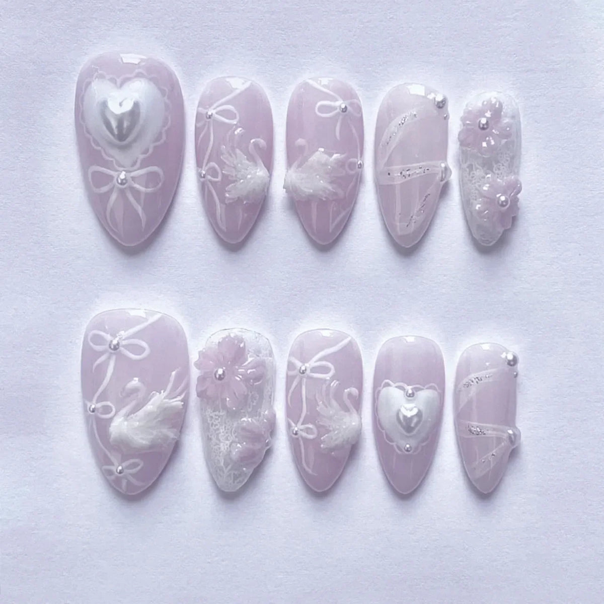 Kerry | Women's French Cat Eye Almond Press On Halloween Nails with 3D Wavy Design