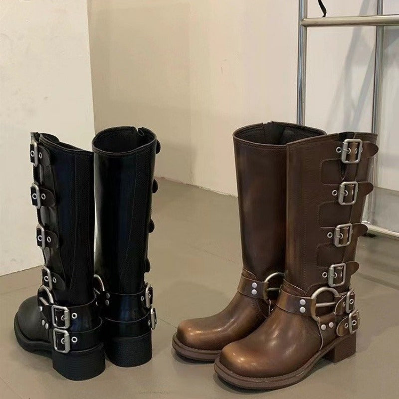 Amber | Women's Classic Knee High Buckle Boots