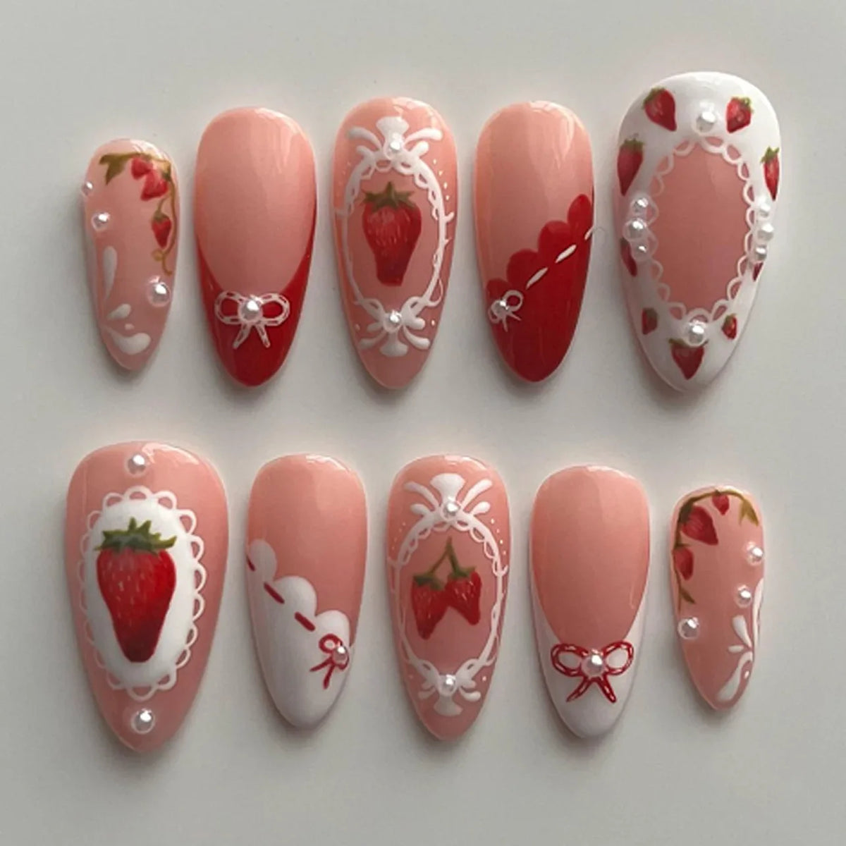 Kerry | Women's French Cat Eye Almond Press On Halloween Nails with 3D Wavy Design