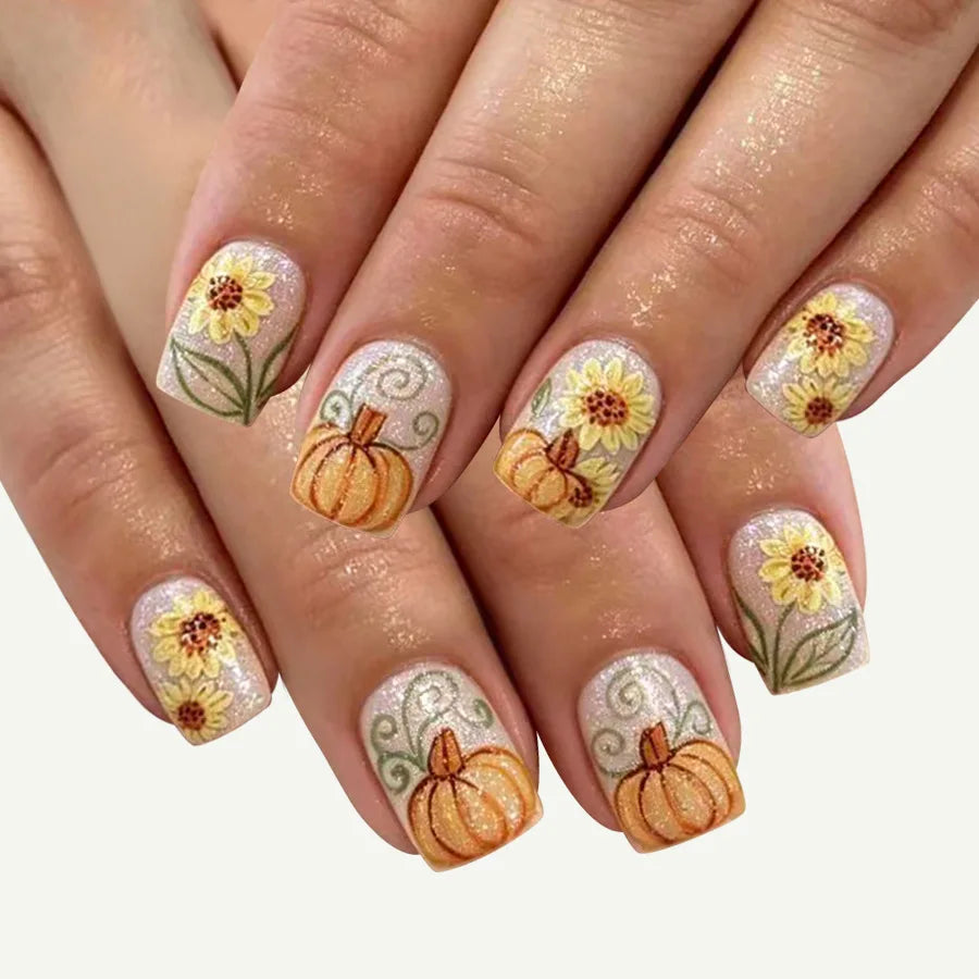 Sophie | Women's Halloween French Square Press On Nails with 3D Design