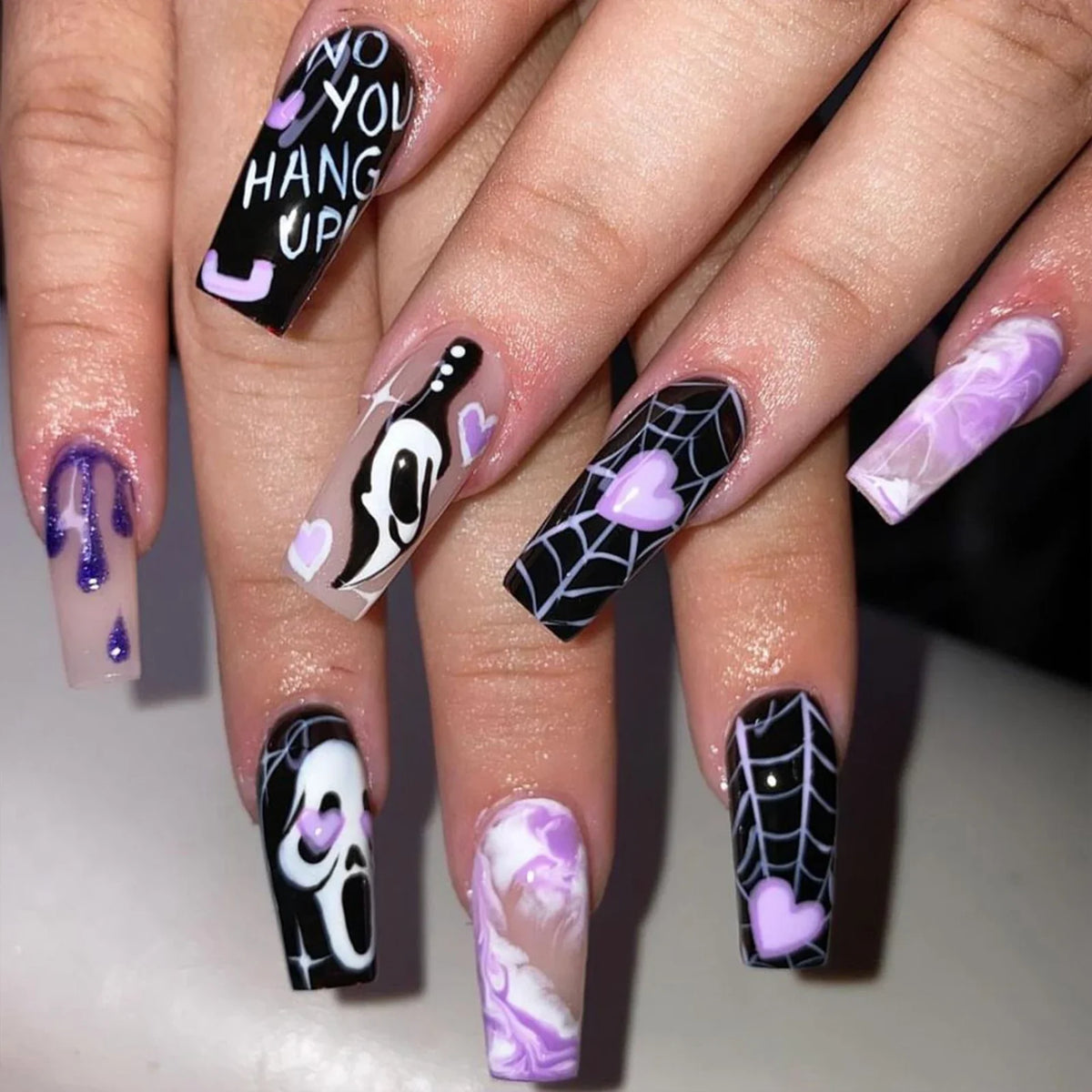 Patricia | Women's Halloween Ghost Witch Pumpkin Almond Press On Nails