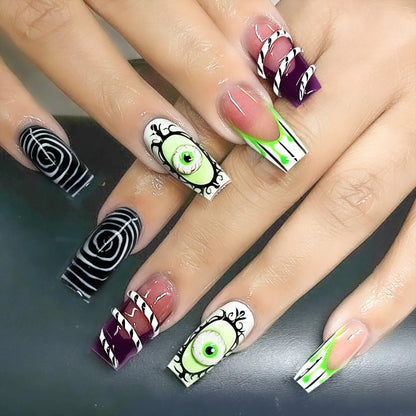 Patricia | Women's Halloween Ghost Witch Pumpkin Almond Press On Nails