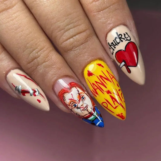 Patricia | Women's Halloween Ghost Witch Pumpkin Almond Press On Nails
