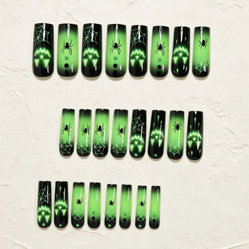 Sarah | Women's Halloween Press On Nails with Ghost Pumpkin and Spider Design
