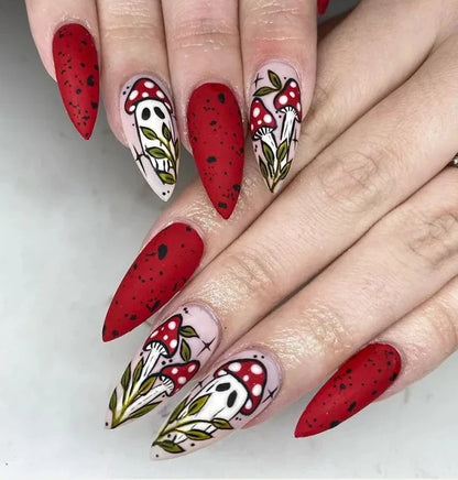 Patricia | Women's Halloween Ghost Witch Pumpkin Almond Press On Nails