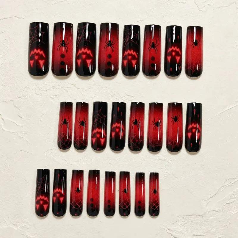 Sarah | Women's Halloween Press On Nails with Ghost Pumpkin and Spider Design