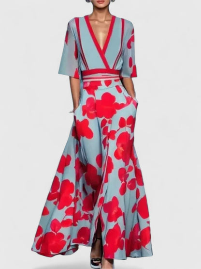 Harriet | Women's V-Neck Maxi Evening Dress