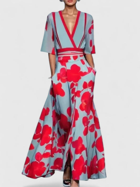 Harriet | Women's V-Neck Maxi Evening Dress