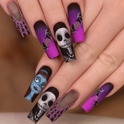 Patricia | Women's Halloween Ghost Witch Pumpkin Almond Press On Nails