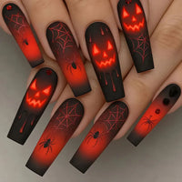 Sarah | Women's Halloween Press On Nails with Ghost Pumpkin and Spider Design