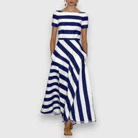 Wendy | Women's Striped Shortsleeve Maxi Dress