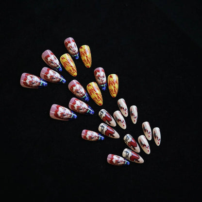Patricia | Women's Halloween Ghost Witch Pumpkin Almond Press On Nails