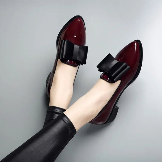 Rachel | Women's Patent Bow Pointed Shoes
