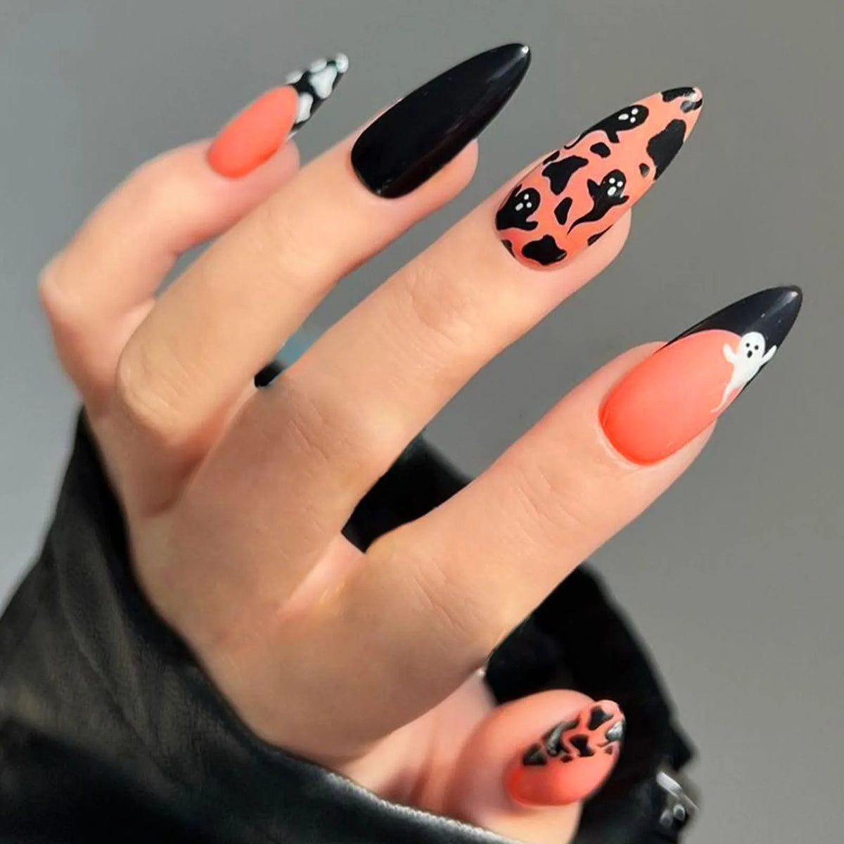 Fiona | Women's Pink Glitter Skull Press On Halloween Nails with Sequin Design
