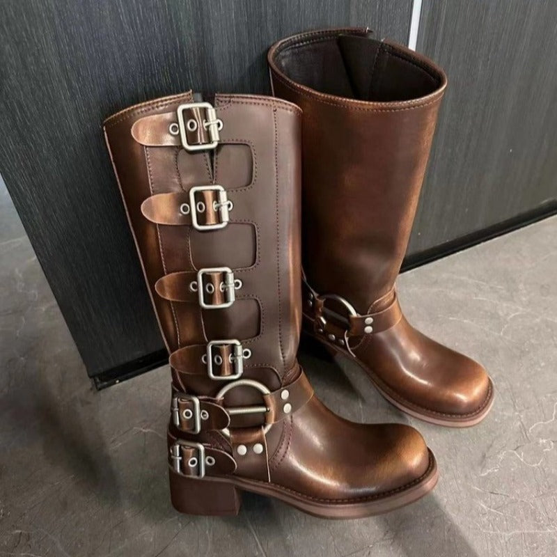 Amber | Women's Classic Knee High Buckle Boots
