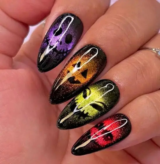 Patricia | Women's Halloween Ghost Witch Pumpkin Almond Press On Nails