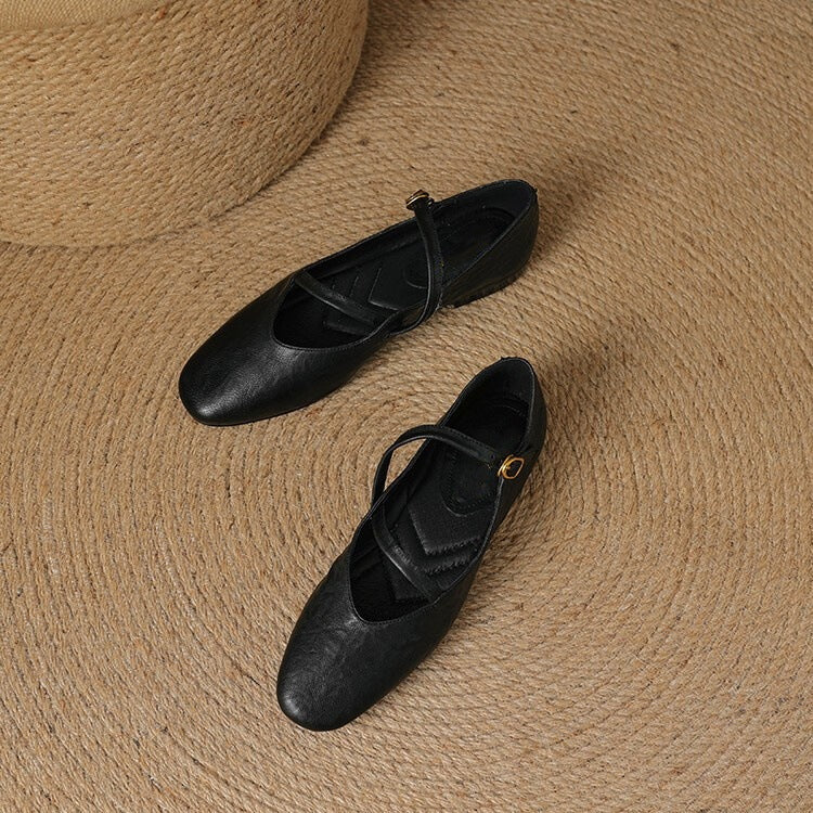Molly | Women's Leather Ankle-Strap Ballerinas