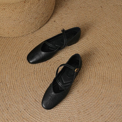 Molly | Women's Leather Ankle-Strap Ballerinas