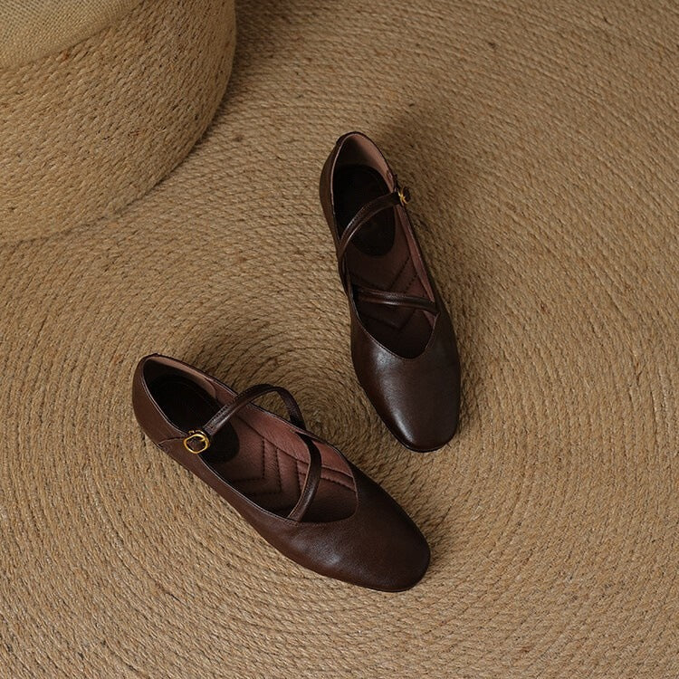 Molly | Women's Leather Ankle-Strap Ballerinas