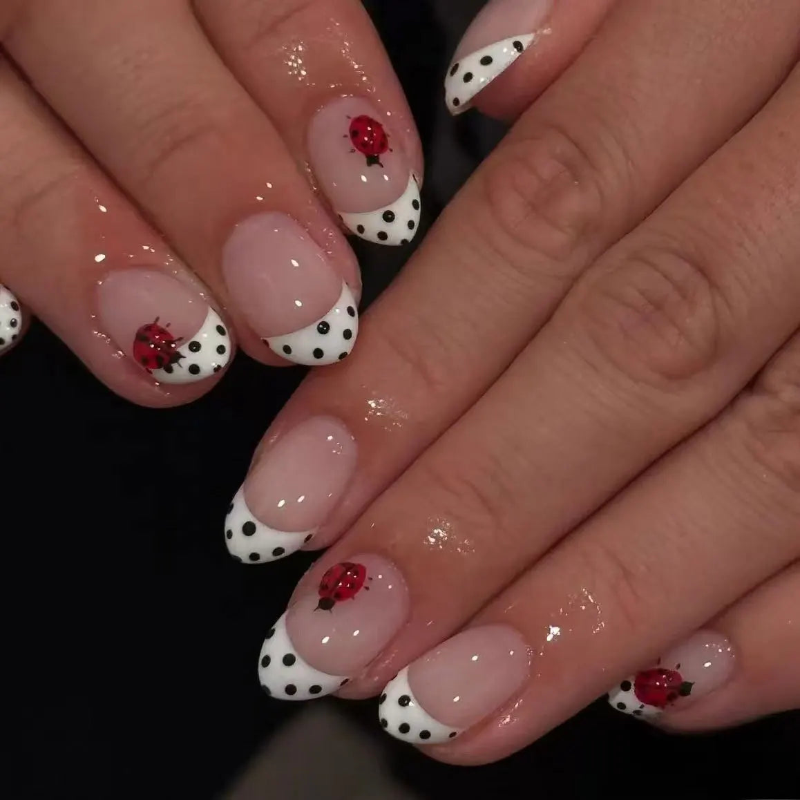 Katie | Women's Black Glitter Almond Press On Halloween Nails with 3D Metallic Design