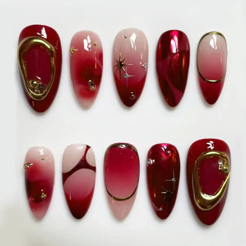 Katie | Women's Black Glitter Almond Press On Halloween Nails with 3D Metallic Design