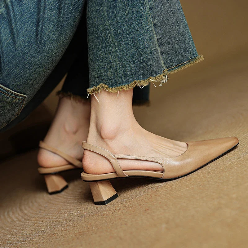 Holly | Women's Casual Pointed Toe Sling Back Mary Janes