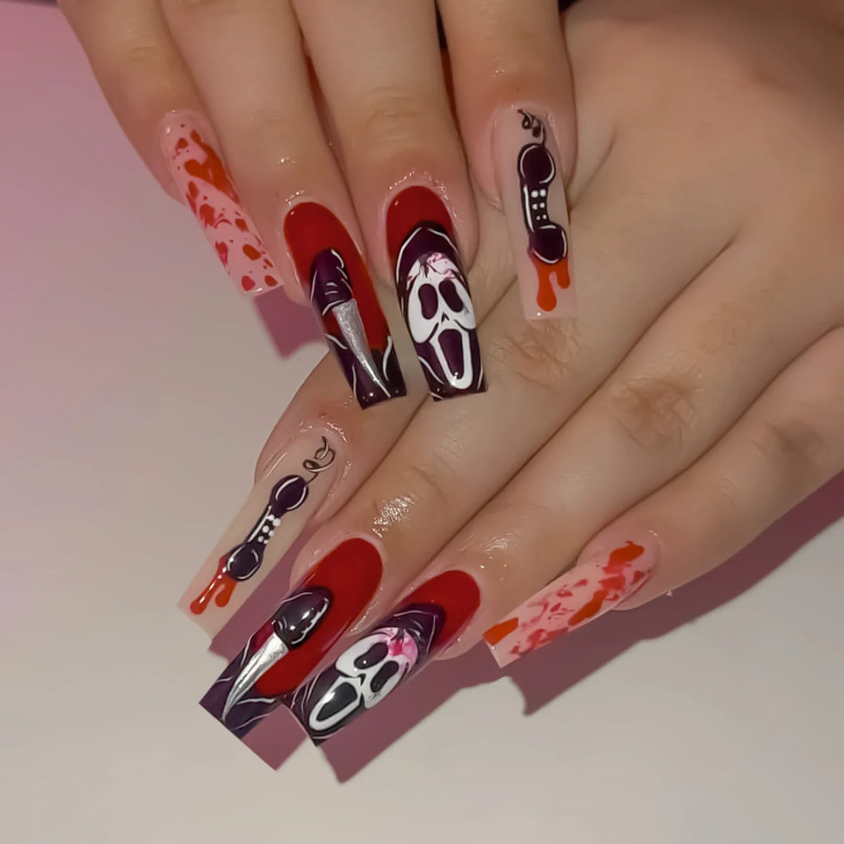 Patricia | Women's Halloween Ghost Witch Pumpkin Almond Press On Nails
