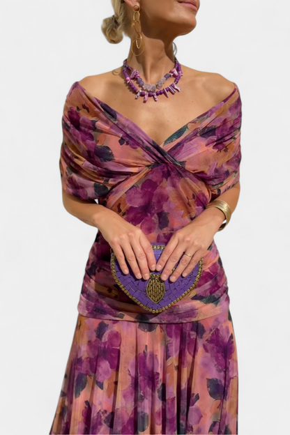 Nicola | Women's Floral Off-Shoulder Evening Dress