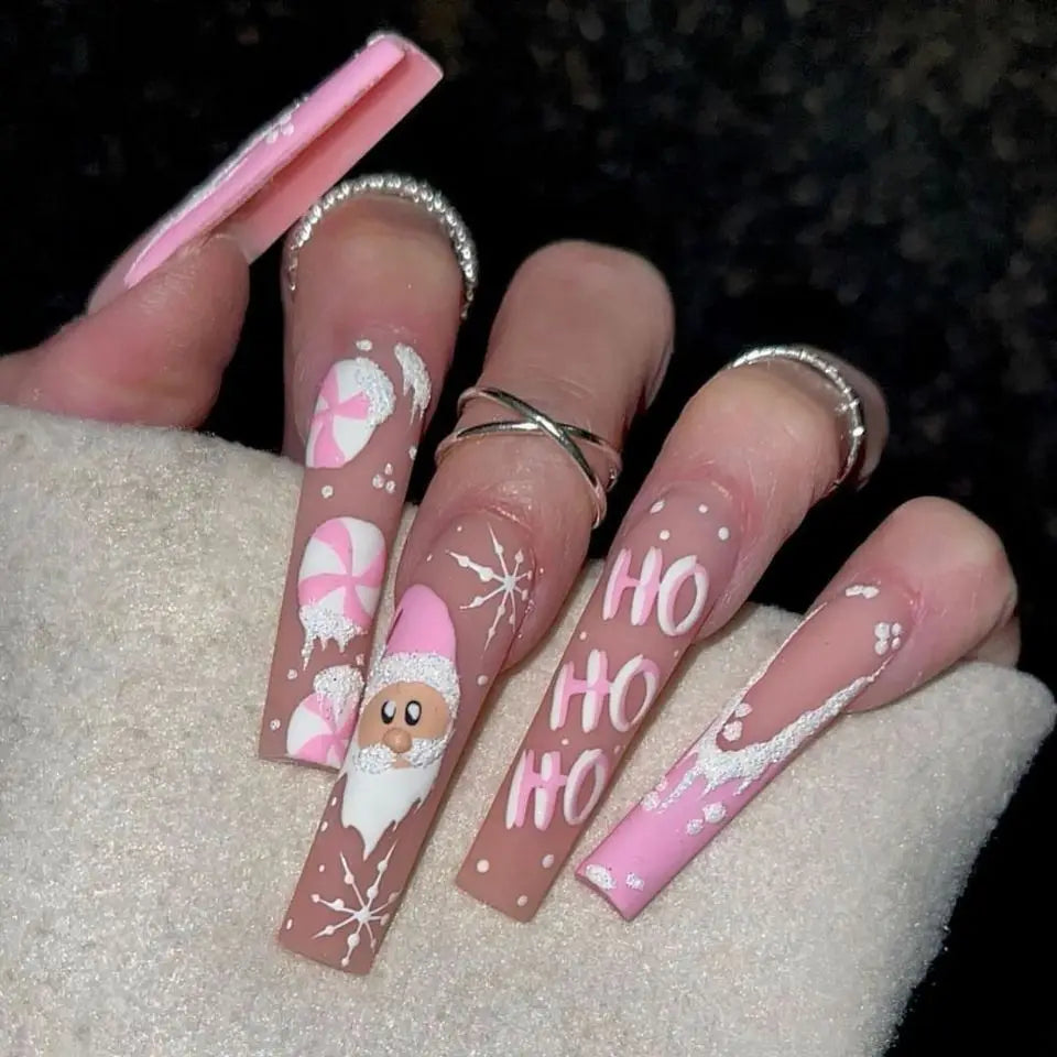 Fiona | Women's Pink Glitter Skull Press On Halloween Nails with Sequin Design