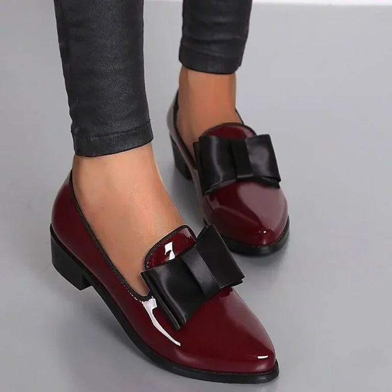 Rachel | Women's Patent Bow Pointed Shoes
