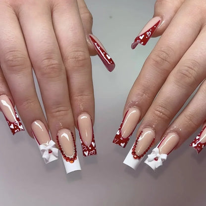 Deborah | Women's Black Halloween Bat Almond Press On Nails with 3D Rivet and Bow Details