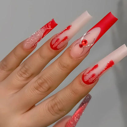 Fiona | Women's Pink Glitter Skull Press On Halloween Nails with Sequin Design