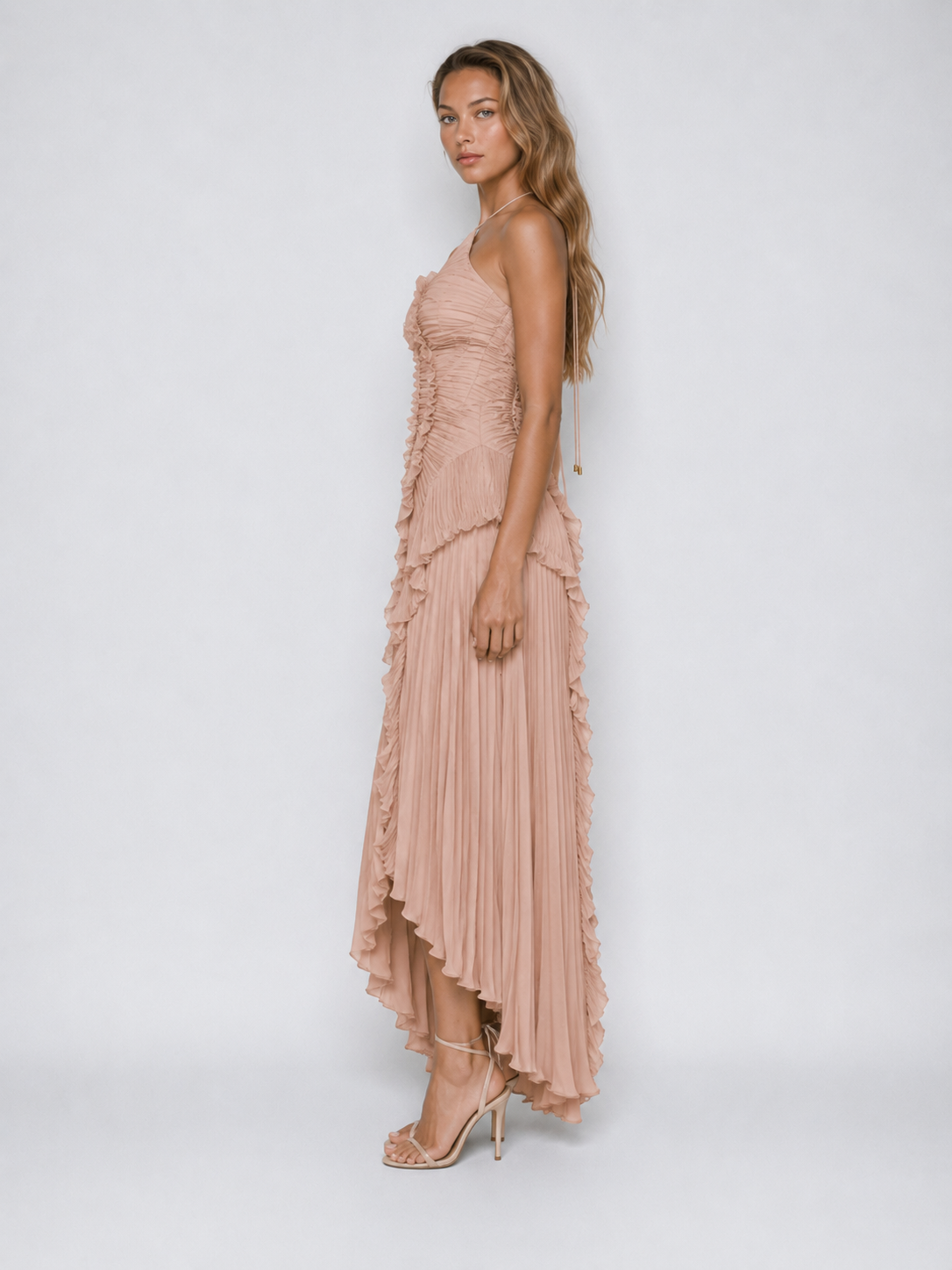 Isabella | Women's Embroided Halterneck Maxi Dress