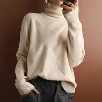 Piper | Women's Relaxed Diamond-Knit Turtleneck Sweater