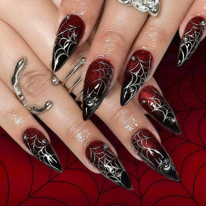 Fiona | Women's Pink Glitter Skull Press On Halloween Nails with Sequin Design