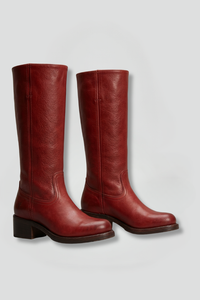 Paula | Women's Leather Knee-High Stacked Heel Boots