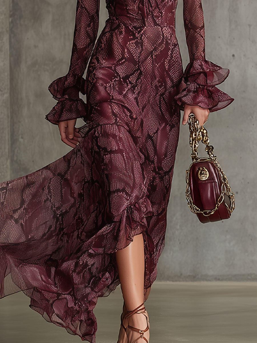 Lindsay | Women's Ruffled V-Neck Wedding Guest Dress