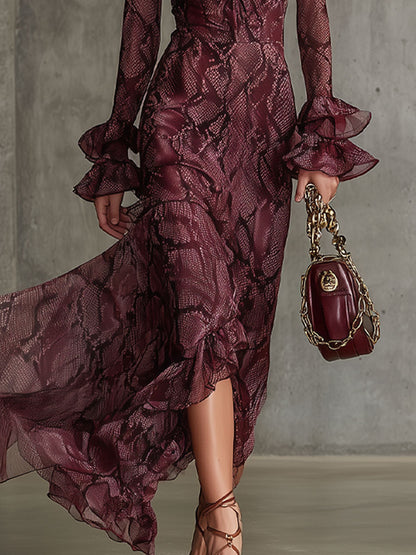 Lindsay | Women's Ruffled V-Neck Wedding Guest Dress
