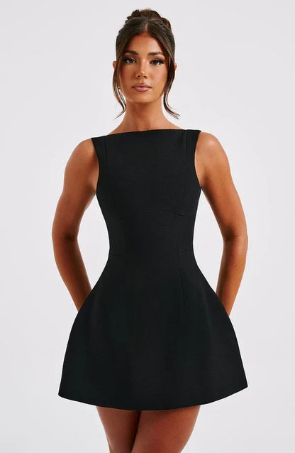 Armgard | Women's Elegant Boat Neck Mini Dress
