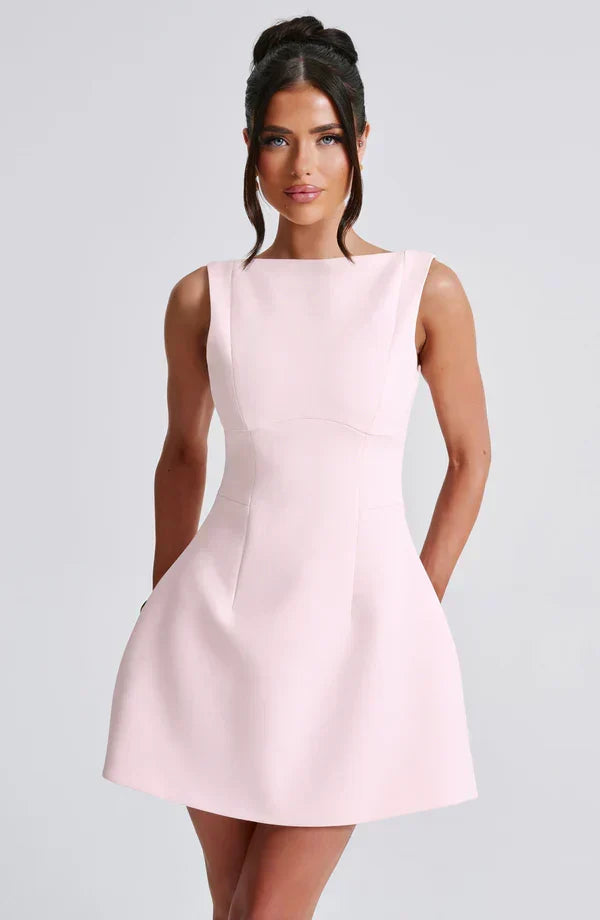 Armgard | Women's Elegant Boat Neck Mini Dress