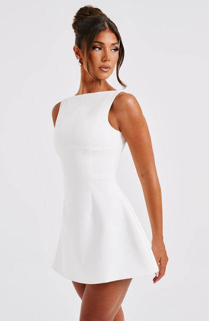Armgard | Women's Elegant Boat Neck Mini Dress