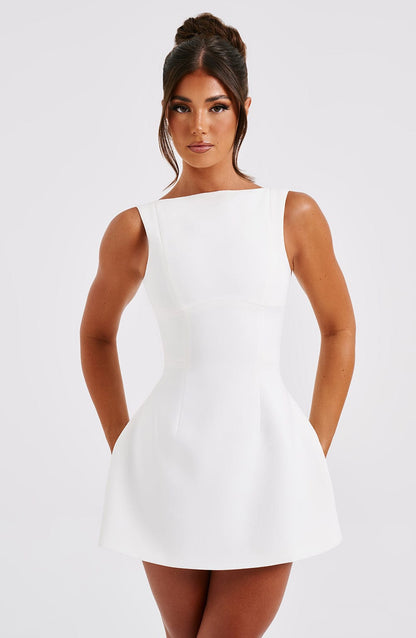 Armgard | Women's Elegant Boat Neck Mini Dress